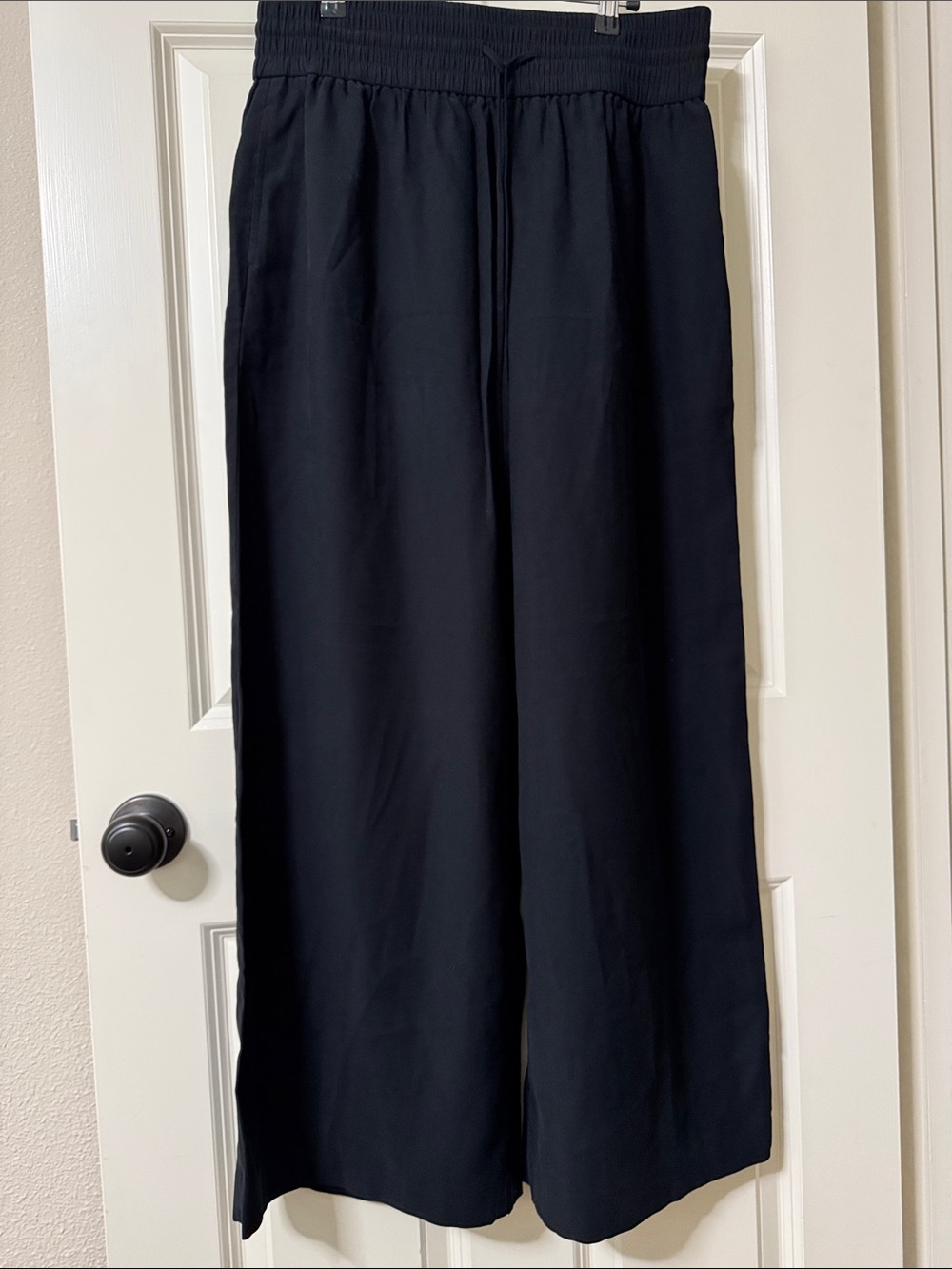 Wide-Leg Black Pull-On Pants